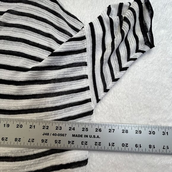 Eileen Fisher Womens Striped V-Neck Organic Linen Blend Tunic Top Large Casual - Picture 6 of 9